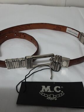M.C.‎ Brown Leather WOMEN'S Belt with Silver Hardware